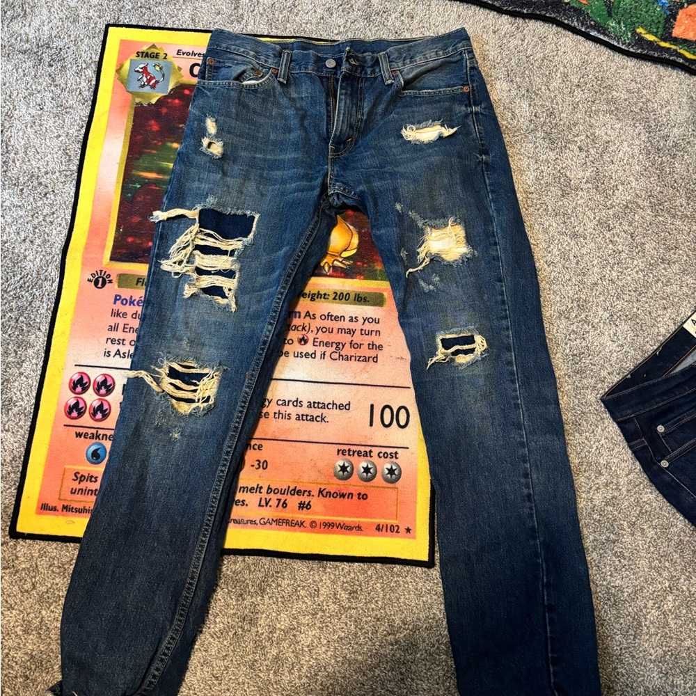 Levi's Men's Ripped Denim Jeans - Dark Blue